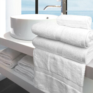 Ganesh Oxford Imperiale Max Bath Towels 27x54 70% Ringspun Cotton 30% Polyester Dobby Border & Dobby Edge White 17Lb